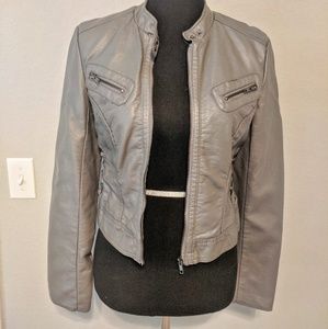 Grey Faux Leather Jacket